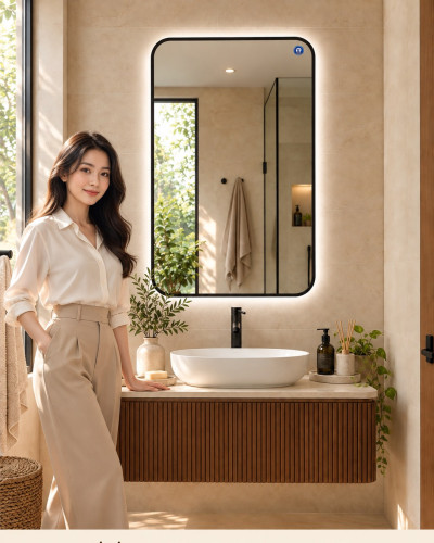 Gương khung inox đen 60 × 90 cm – 1 gương cho 1 lavabo