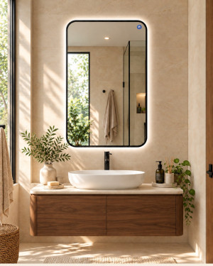Gương khung inox đen 60 × 90 cm – 1 gương cho 1 lavabo