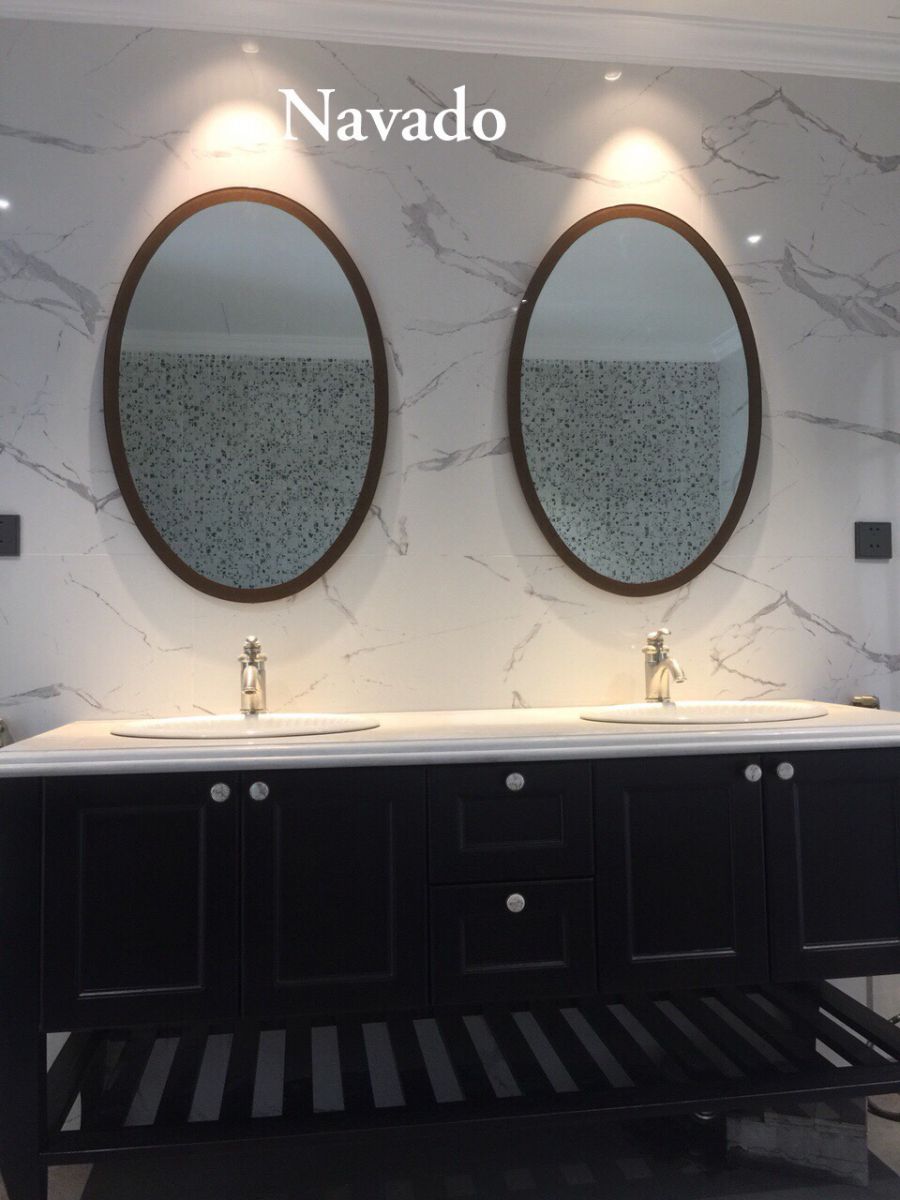 Gương phòng tắm decor elip treo tường navado