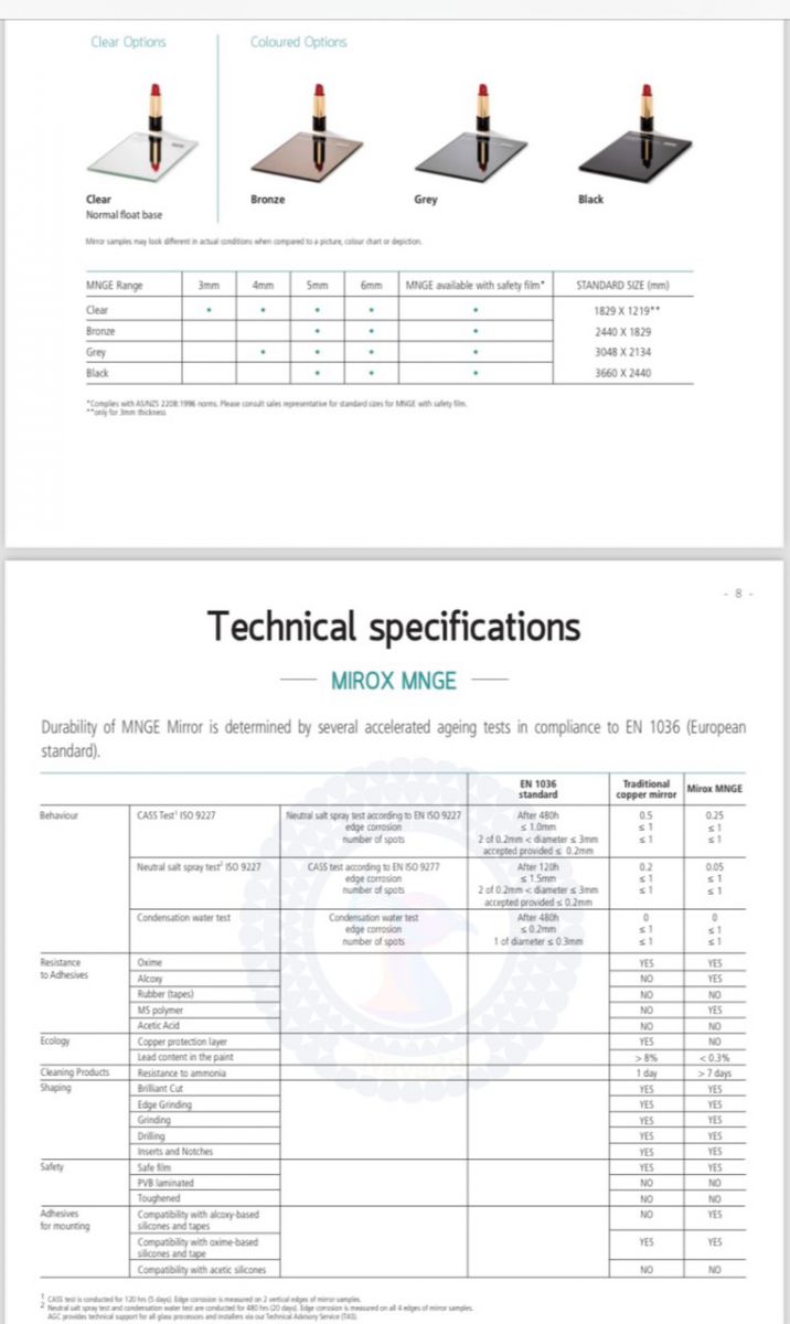 Thông Số tiêu chuẩn chất lượng gương ISO9227 DIN50017