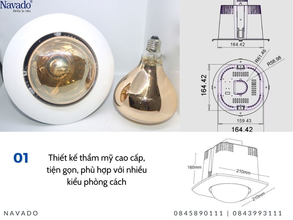 Thông số kỹ thuật đèn sưởi âm trần