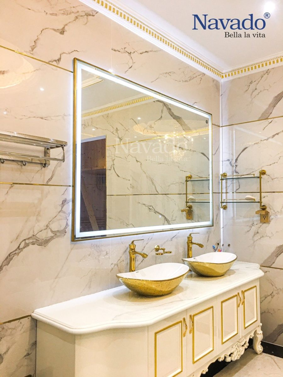 Gương nhà tắm khung inox đèn led