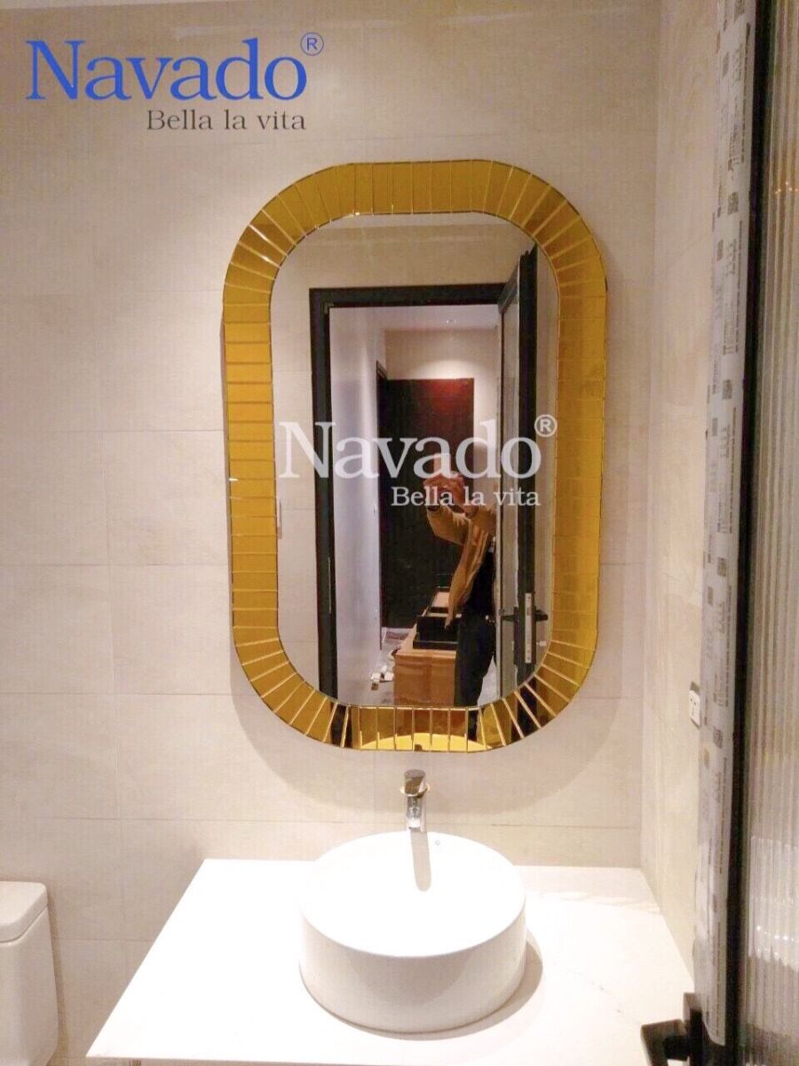 Gương khung nghệ thuật từ gương màu vàng