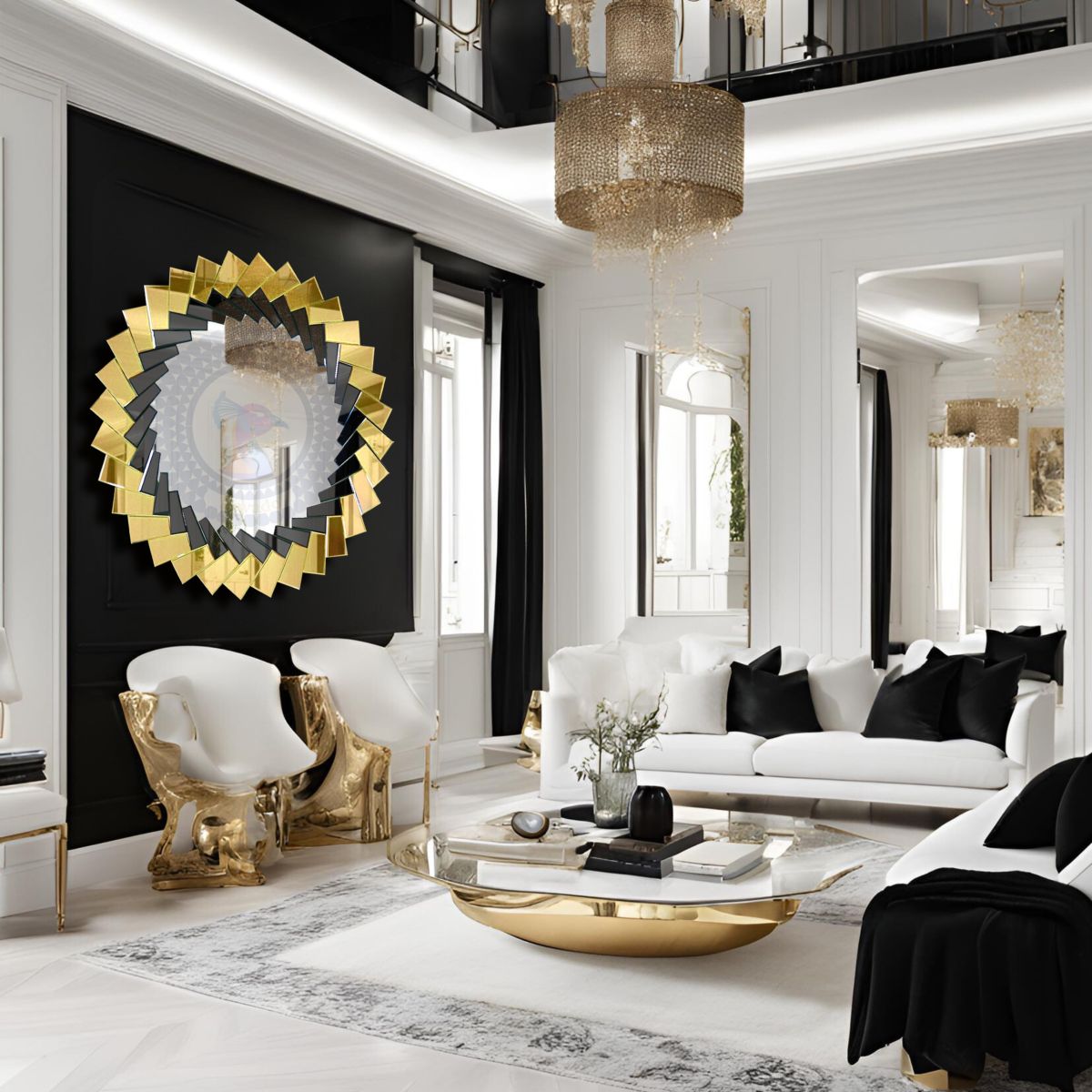 Mẫu gương trang trí decor phòng khách