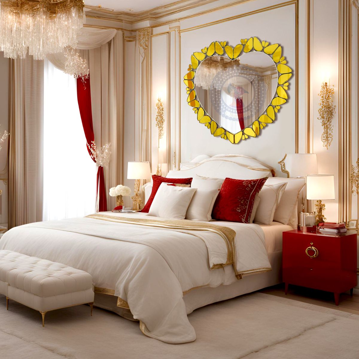 Gương nghệ thuật bàn trang điểm hình trái tim