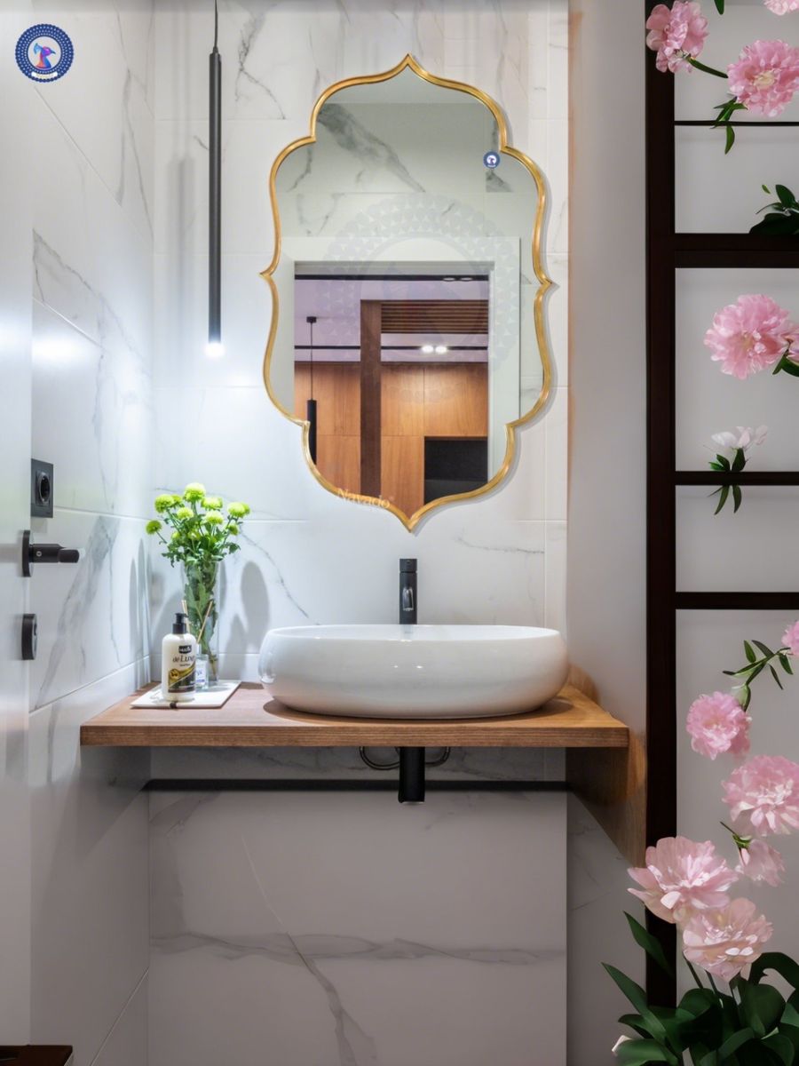 Gương phòng tắm khung inox nghệ thuật