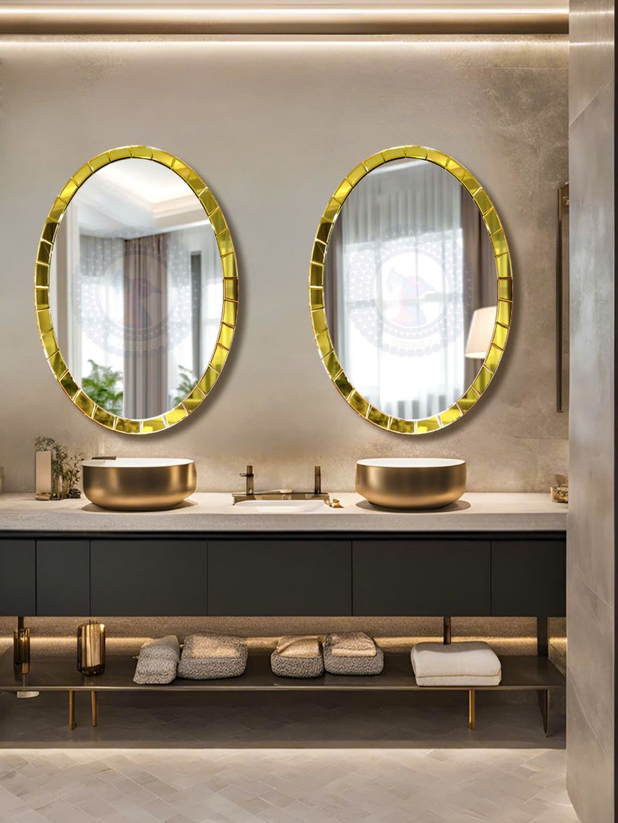 Gương nhà tắm khung vàng gold cao cấp