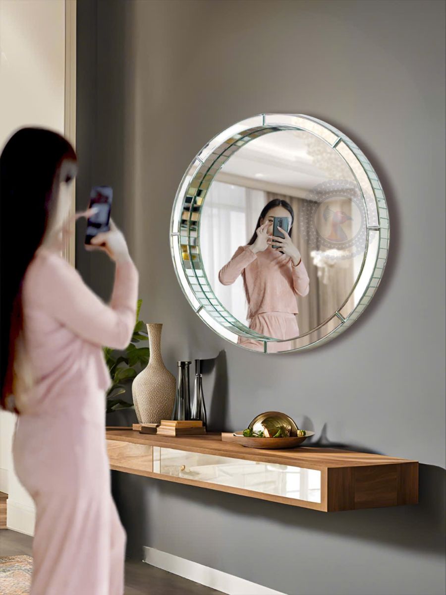 Gương tròn trang điểm nghệ thuật
