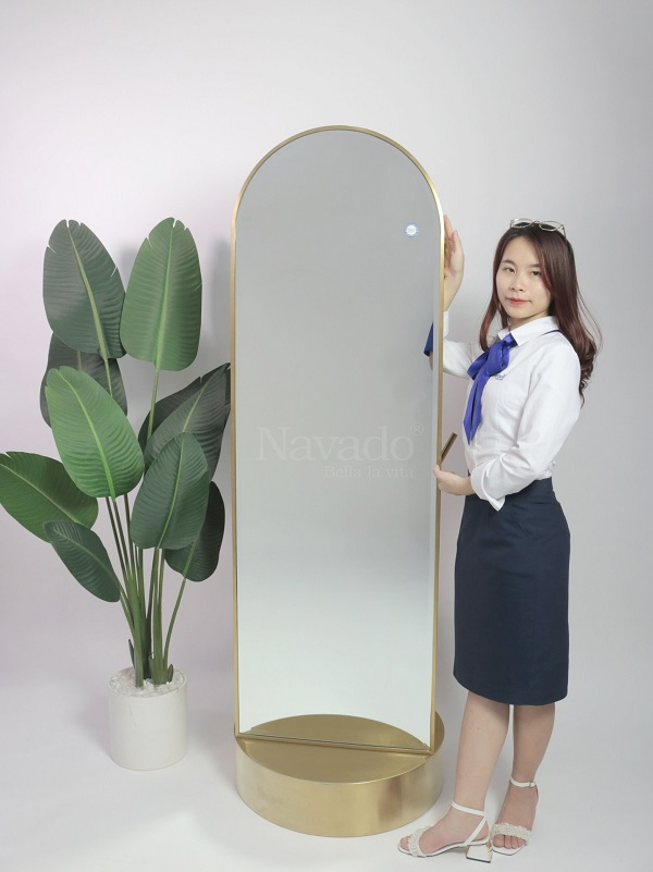 Gương soi toàn thân inox đế xoay luxury